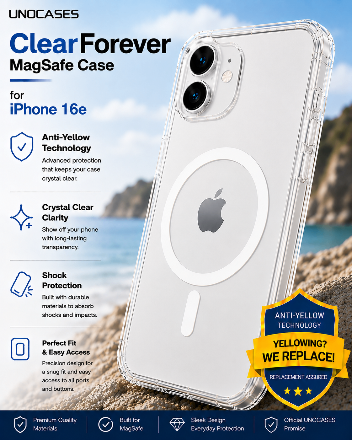 UNOCASES ClearForever MagSafe Case – iPhone 16e