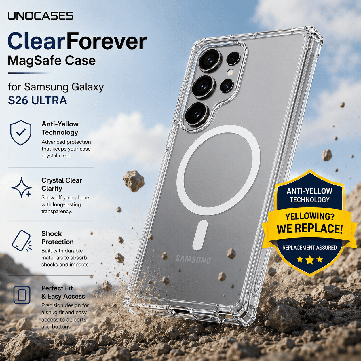 UNOCASES ClearForever MagSafe Case for Samsung Galaxy S26 Ultra