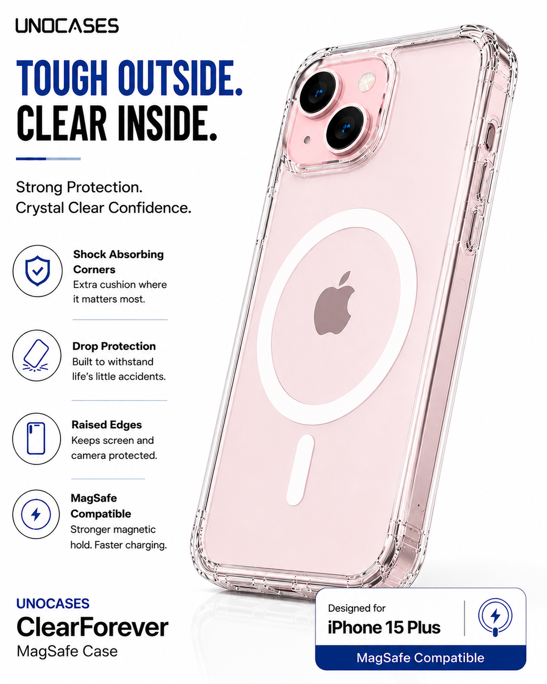 UNOCASES ClearForever MagSafe Case – iPhone 15 Plus - Image 3