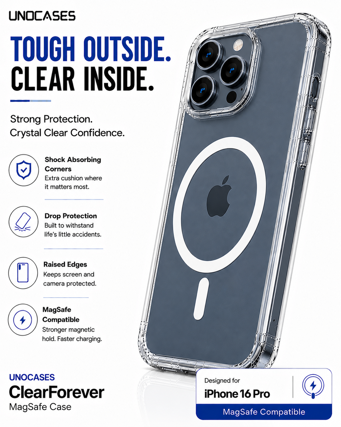 UNOCASES ClearForever MagSafe Case – iPhone 16 Pro - Image 3
