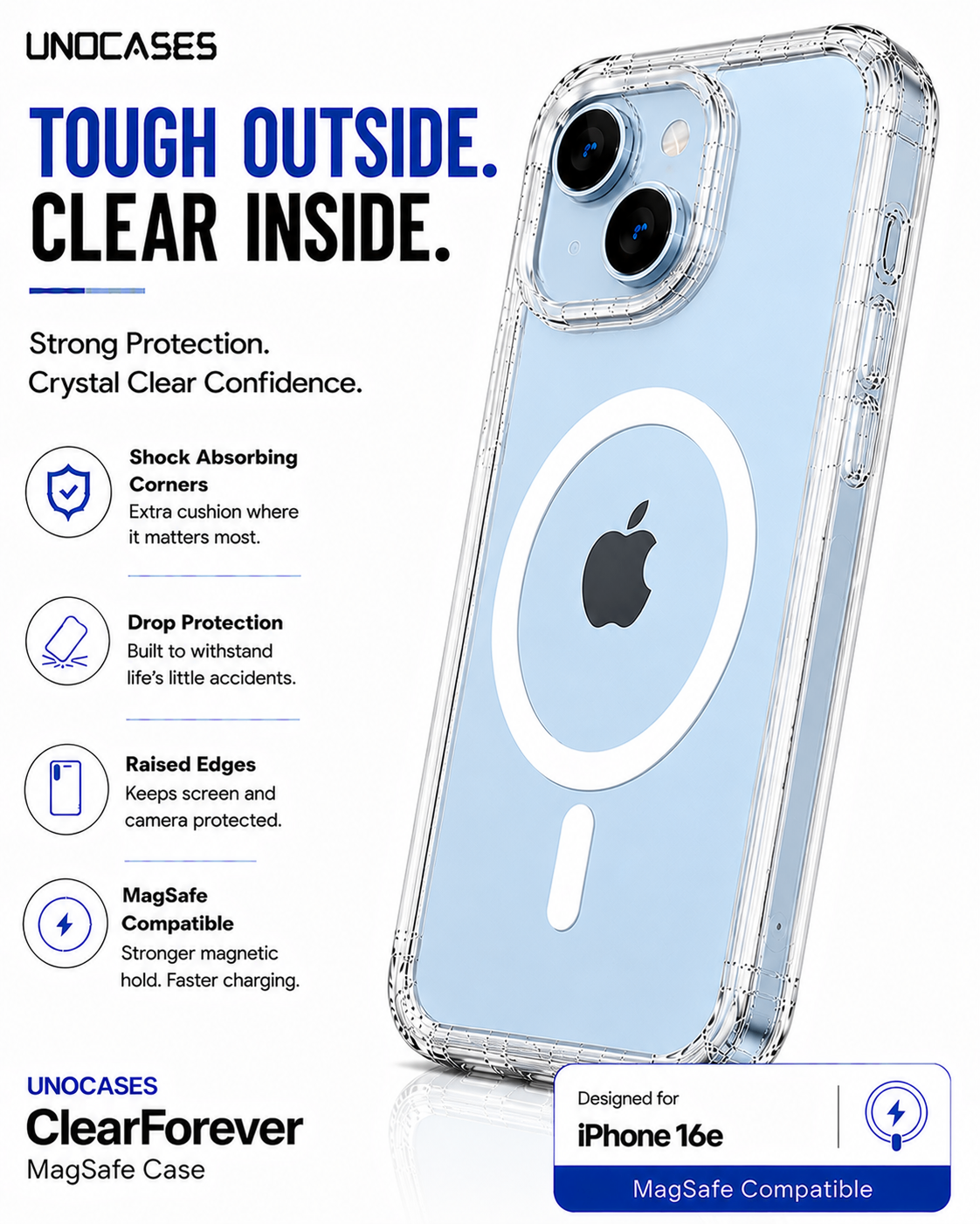 UNOCASES ClearForever MagSafe Case – iPhone 16e - Image 2