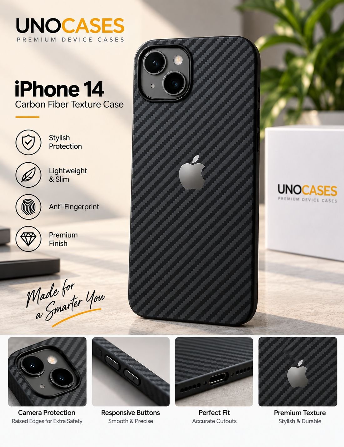 UNOCASES CarbonEdge Case for iPhone 14