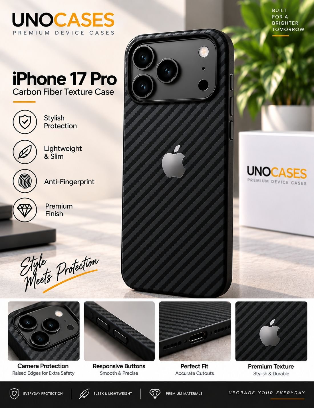 UNOCASES CarbonEdge Case for iPhone 17 Pro