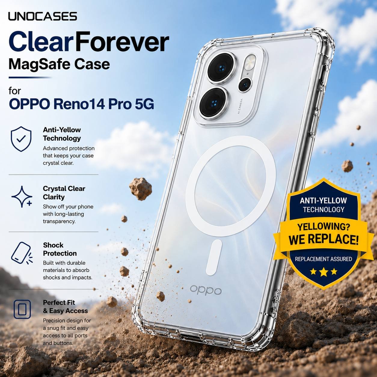 UNOCASES ClearForever MagSafe Case – OPPO Reno14 Pro 5G